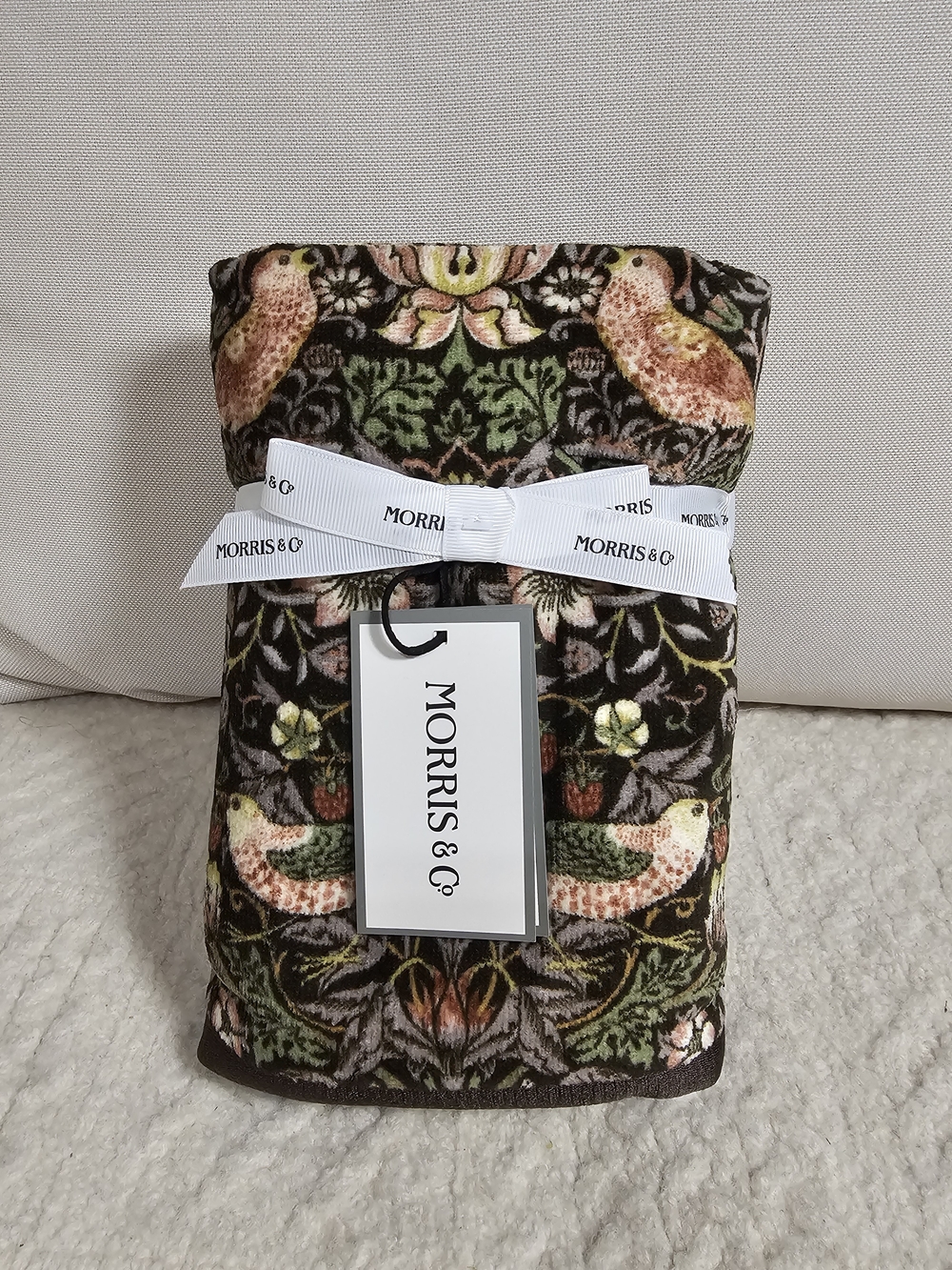 STRAWBERRY THIEF Bird, Botanical Floral 2 Hand Towels 18x28" Morris And Co